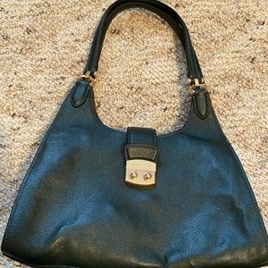 Crossgrained hunter green leather